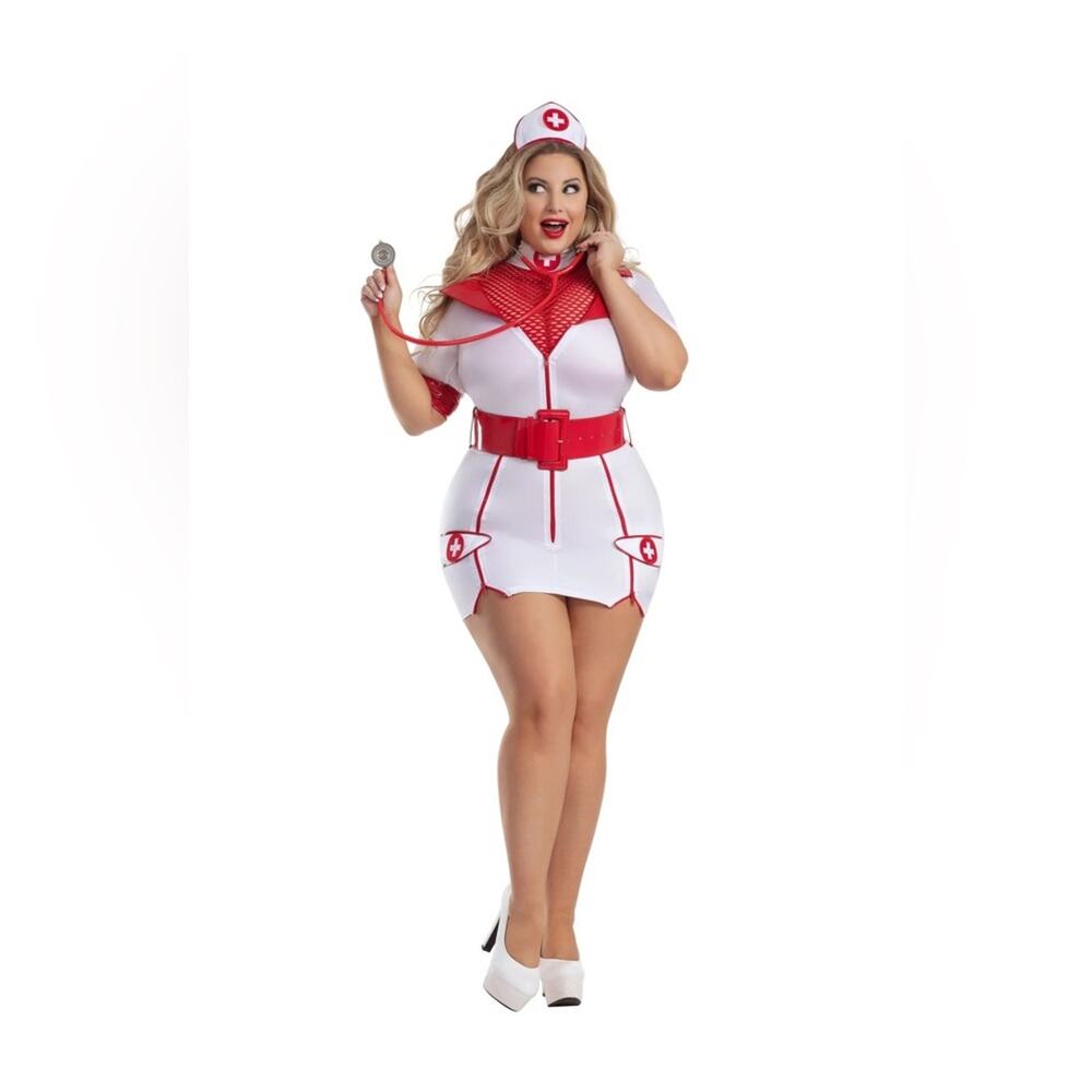 NEW Party KIng Zip-Up Naughty Nurse Costume Size 1X
